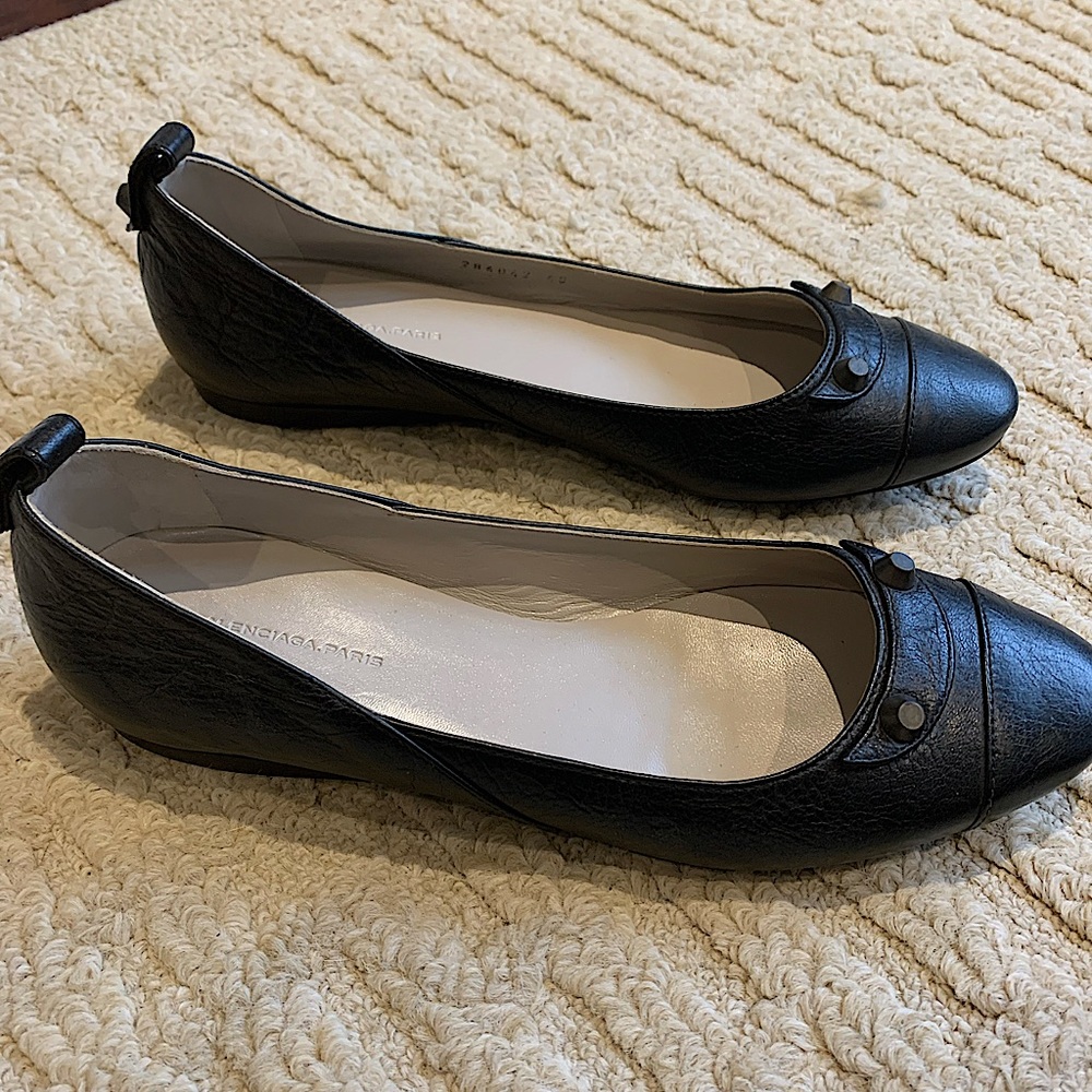 Balenciaga Arena Black Leather Flats Size EUR 40 or US 9